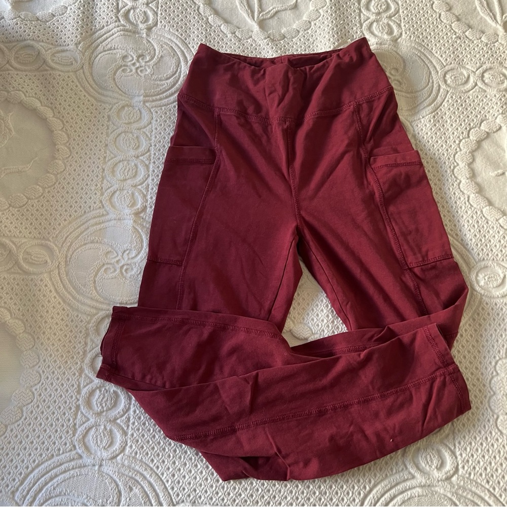 Anthropologie Red Yoga Leggings with Pockets